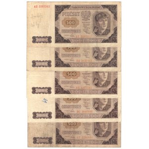 PRL, 500 zl. 1948 sada 5 kusov (rôzne série)
