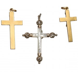 France, Set of crosses 19th/20th century - mother of pearl in silver