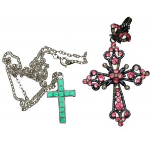 Europe, set of crosses - decorated with pink silver stones