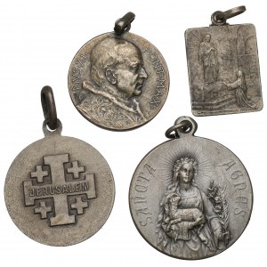 Europe, Set of 4 silver religious medallions