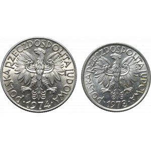 People's Republic of Poland, Set of 2 zloty 1973 and 5 zloty 1974