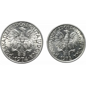 People's Republic of Poland, Set of 2 zloty 1973 and 5 zloty 1974