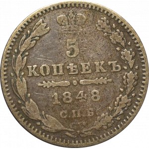 Rusko, Mikuláš I., 5 kopějek 1848 HI