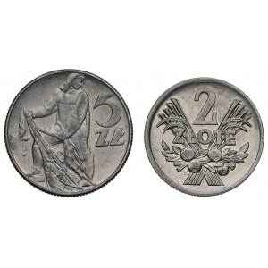 PRL, Zestaw 2 i 5 złotych 1974