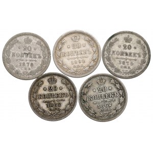Rosja, Zestaw 20 kopiejek 1862-91