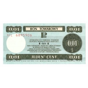 Pewex, dárkový certifikát, 1 cent 1979 - HL