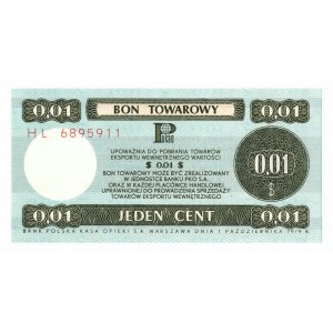 Pewex, darčekový certifikát, 1 cent 1979 - HL