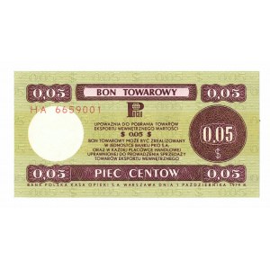 Pewex, poukážka, 5 centov 1979 - HA