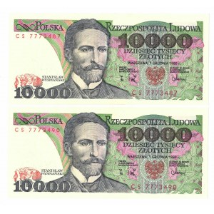 PRL, 10000 złotych 1988 CS - 2 sztuki