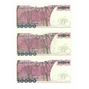 PRL, 10000 złotych 1988 CE, CG, CS - 3 sztuki