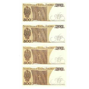 PRL, Zestaw 500 złotych 1982 FP, EL - 4 sztuki