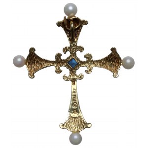 Europe, Cross with diamonds, Faberge, with certificate, 14 k gold