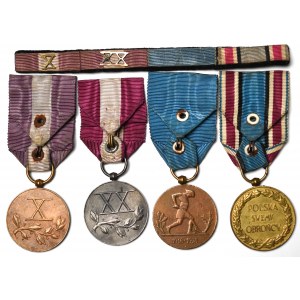 II RP, sada 4 medailí so stužkami