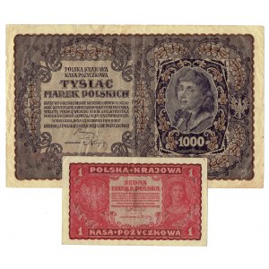 Polska, II RP, zestaw banknotów