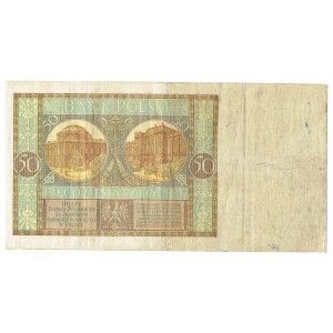 50 złotych 1929 - bez serii i numeracji RZADKOŚĆ