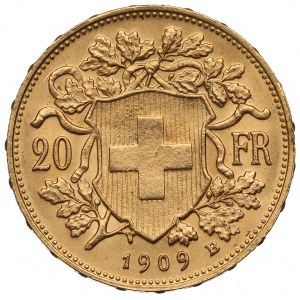 Switzerland, 20 francs 1909
