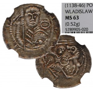 Ladislaus II the Exile, Denarius without date, Cracow - PRINCE WITH PROPORTION - NGC MS63