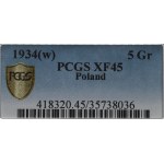 II RP, 5 grošov 1934 - PCGS XF45