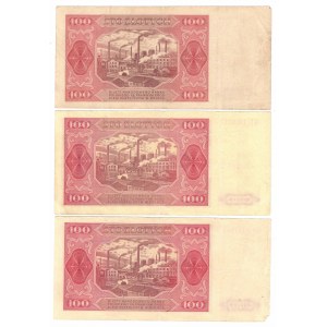PRL, sada 100 zlotých 1948 - 3 výtisky