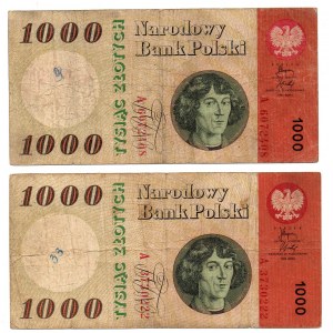 PRL, 1000 złotych 1965 Kopernik - zestaw 2 egzemplarze
