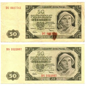 PRL, zestaw 50 złotych 1948 DU i DS - zestaw 2 egzemplarzy