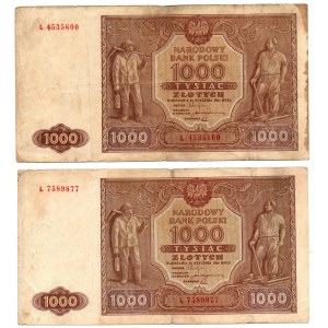 PRL, Zestaw 1000 złotych 1946 - 2 egzemplarze