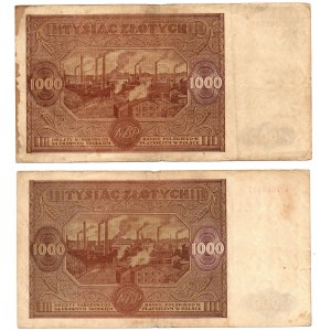 PRL, Zestaw 1000 złotych 1946 - 2 egzemplarze