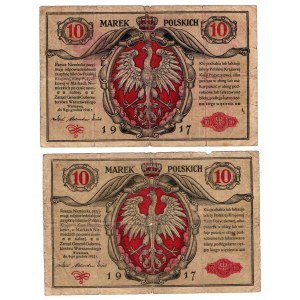 10 mkp 1916 Generał biletów - zestaw 2 egzemplarze