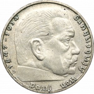 III Reich, 2 mark 1937 Hindenburg D - Double die !