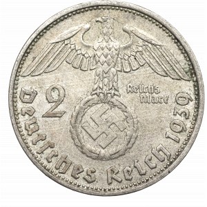 Nemecko, Tretia ríša, 2 marky 1939 D Hindenbrug - dvojitá raznica (averz, reverz )