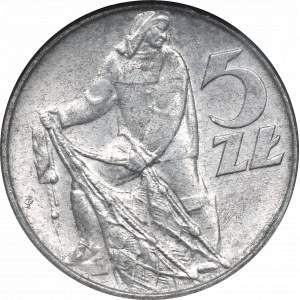 PRL, 5 złotych 1974 Rybak - na trawce rzadkość