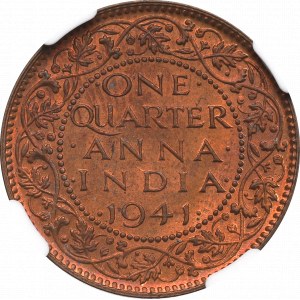 British India, 1/4 anna 1944 - NGC MS65 RB