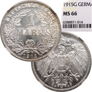 Germany, 1 mark 1915 G, Karlsruhe - NGC MS66
