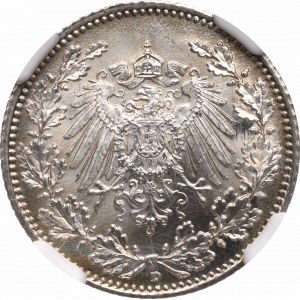 Niemcy, 1/2 marki 1918 D Monachium - NGC MS66