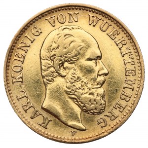 Germany, Wuertemberg, 5 mark 1877 F