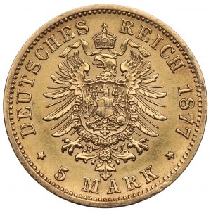 Germany, Wuertemberg, 5 mark 1877 F