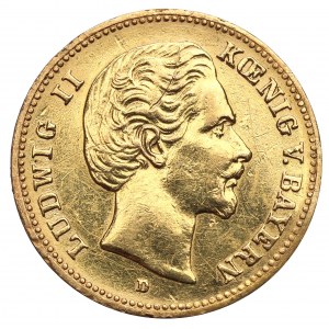 Německo, Bavorsko, 5 značek 1877 D, Mnichov