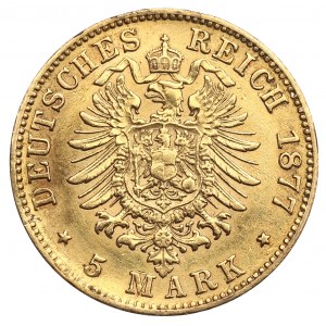 Niemcy, Bawaria, 5 marek 1877 D, Monachium