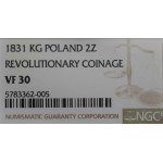 November Uprising, 2 zloty 1831 - NGC VF30