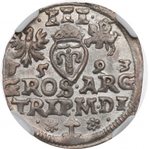 Zygmunt III Waza, Trojak 1593, Wilno - NGC UNC Details