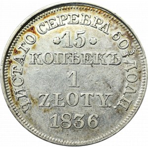Ruské delenie, Mikuláš I., 15 kopejok=1 zlotý 1836 MW