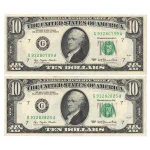 USA, Zestaw 2 x 10 dolarów 1977