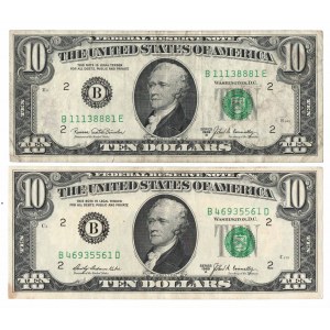 USA, Set of 2 x $10 1969