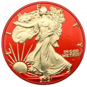 U.S., Dollar 2021 - an ounce of silver plated with gold