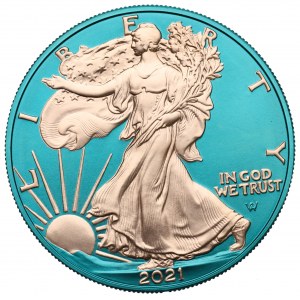 U.S., Dollar 2021 - an ounce of silver plated with gold