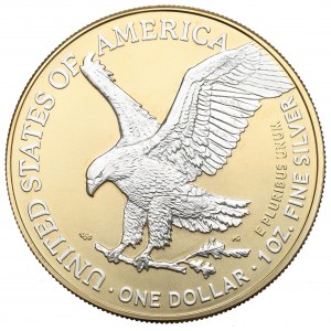 U.S., Dollar 2021 - an ounce of silver plated with gold