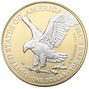 USA, Dollar 2021 - pozlacená stříbrná unce