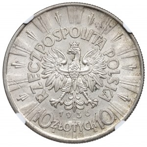 II RP, 10 Zloty 1936 Piłsudski - NGC MS62