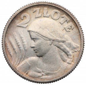 II RP, 2 złote 1924 (róg i pochodnia), Paryż Kobieta i kłosy