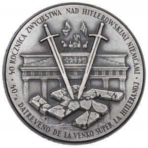 Poľská ľudová republika, medaila k 40. výročiu víťazstva nad Nemeckom - vzácna strieborná